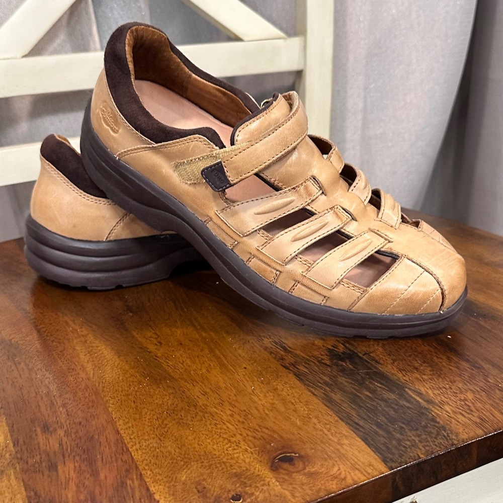 Dr. Comfort Breeze Sandals Women Tan Leather Orthopedic Fisherman Shoes Size 8M